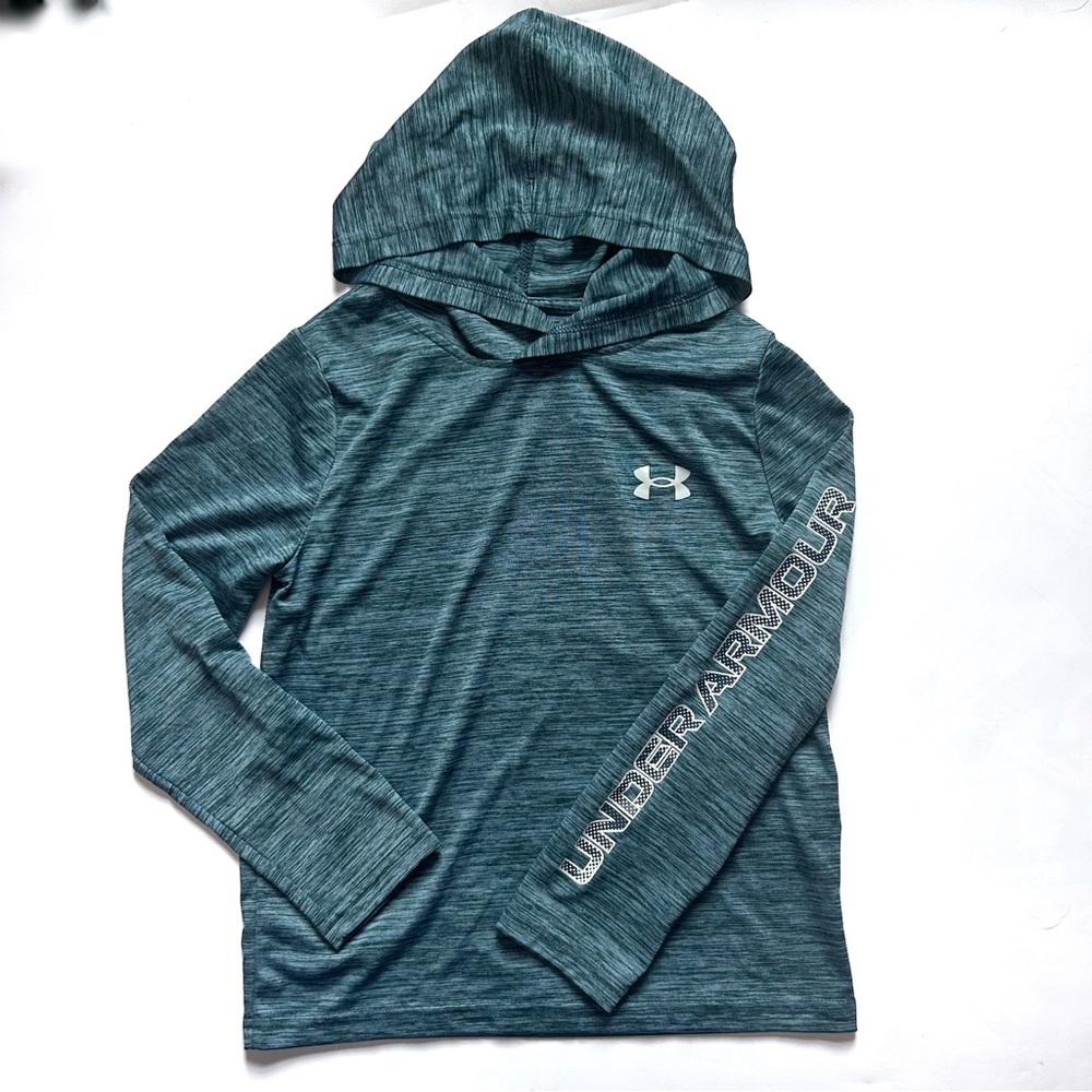 Under Armour Pullover Hooded Long Sleeve Shirt Hoodie Youth Small Kid’s Blue Top